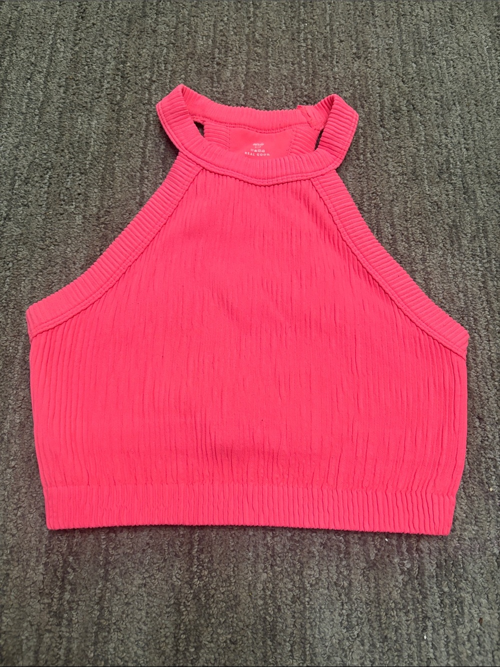 Aerie Superchill Seamless bright pink High Neck Crop Top